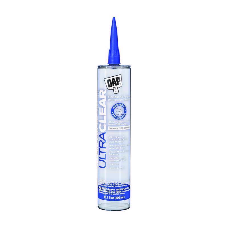 DAP Ultra Clear Crystal Clear Synthetic Rubber All Purpose Waterproof Sealant 10.1 oz (Pack of 12)