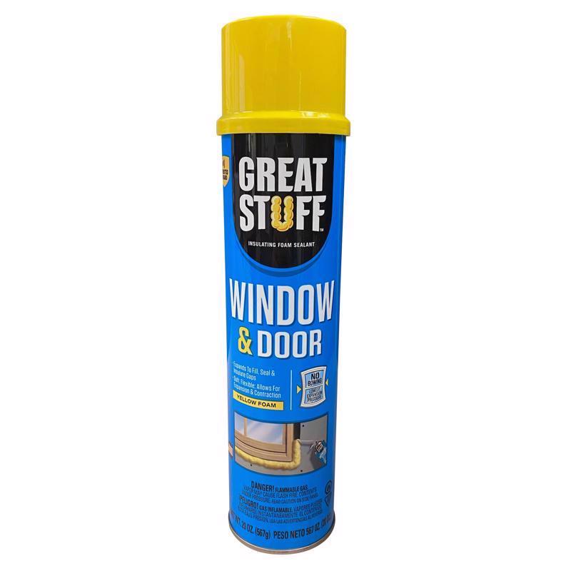 Great Stuff Window & Door Yellow Polyurethane Insulating Foam Sealant 20 oz (Pack of 12)