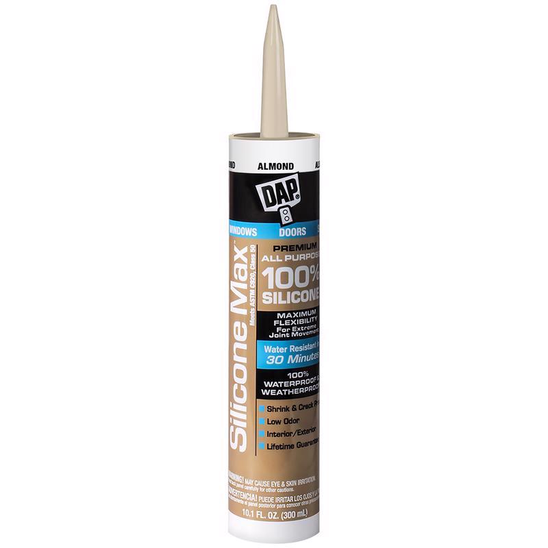 DAP Silicone Max Almond Silicone All Purpose Sealant 10.1 oz (Pack of 12)