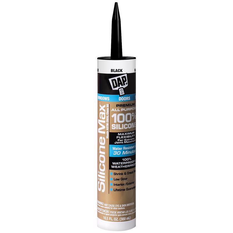 DAP Silicone Max Black Silicone All Purpose Sealant 10.1 oz (Pack of 12)