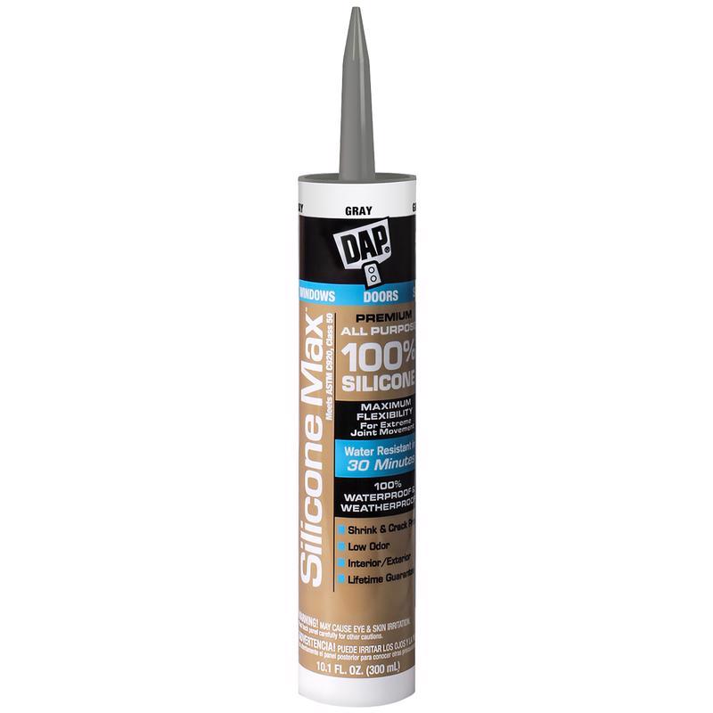 DAP Silicone Max Gray Silicone All Purpose Sealant 10.1 oz (Pack of 12)