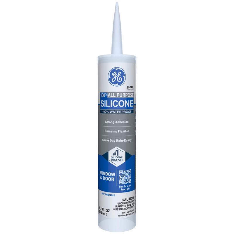 GE Window & Door Clear Silicone 1 Window and Door Caulk Sealant 10.1 oz (Pack of 12)