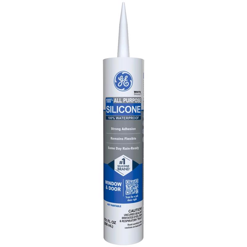 GE Window & Door White Silicone 1 Window and Door Caulk Sealant 10.1 oz (Pack of 12)