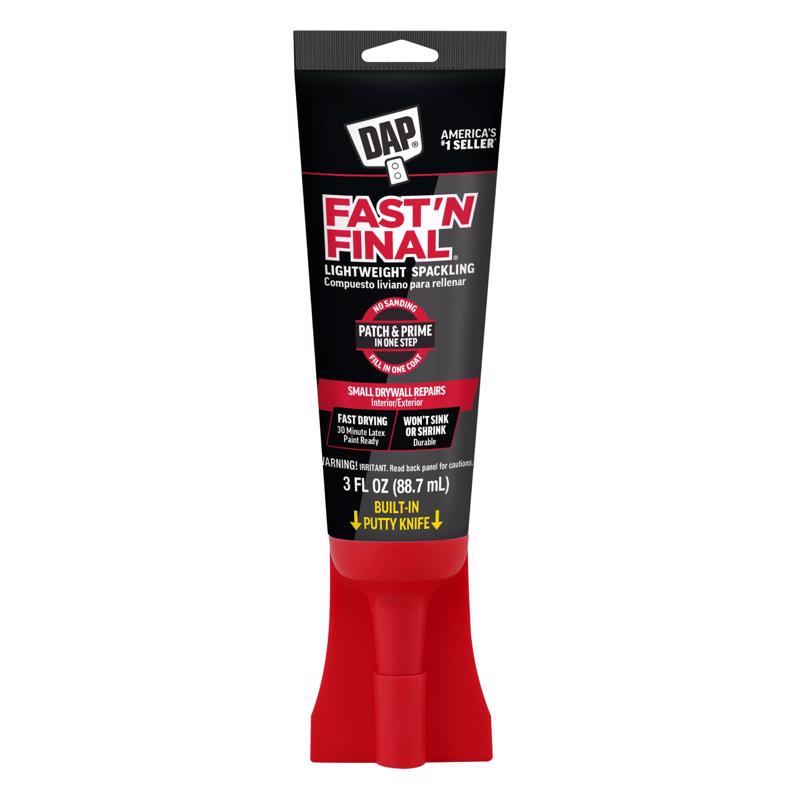 DAP Fast 'N Final Ready to Use Off-White Lightweight Spackling Compound 3 oz (Pack of 6)