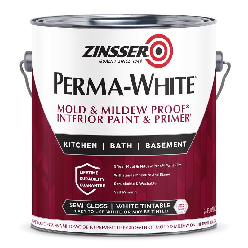Zinsser Perma-White Semi-Gloss White Water-Based Mold and Mildew-Proof Paint Interior 1 gal (Pack of 2)
