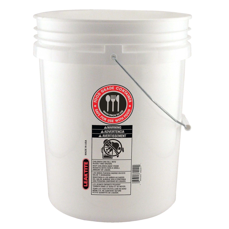 Leaktite White 5 gal Plastic Food Safe Bucket (Pack of 20)