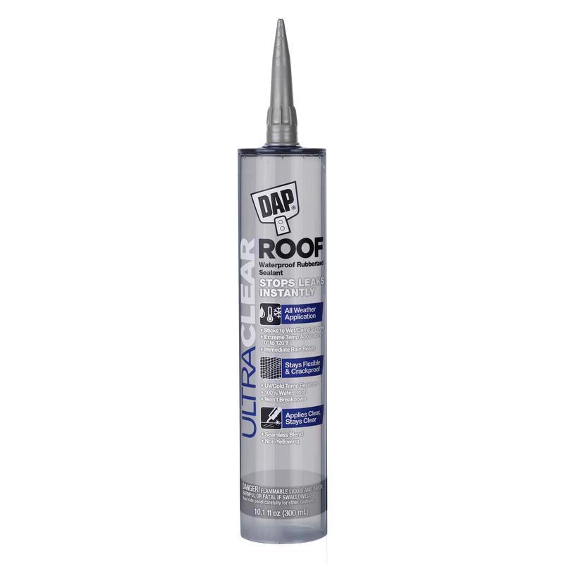 DAP Ultra Clear Crystal Clear Synthetic Rubber Roof Repair Waterproof Sealant 10.1 oz (Pack of 12)