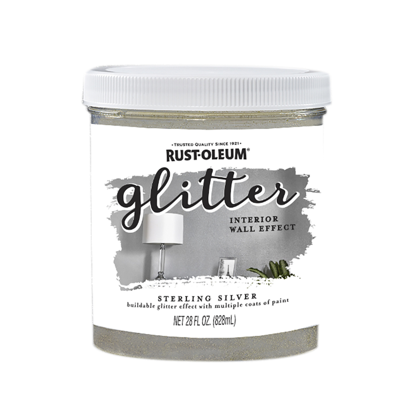 Rust-Oleum Glitter Sterling Silver Water-Based Glitter Paint Interior 28 oz (Pack of 2)