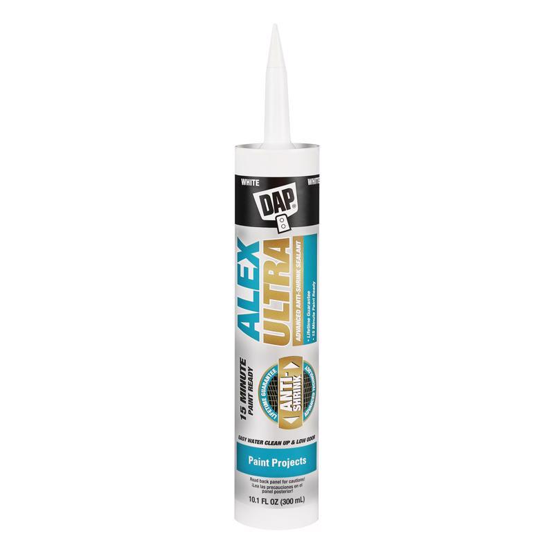 DAP Alex Ultra White Elastomeric Acrylic Latex All Purpose Waterproof Sealant 10.1 oz (Pack of 12)