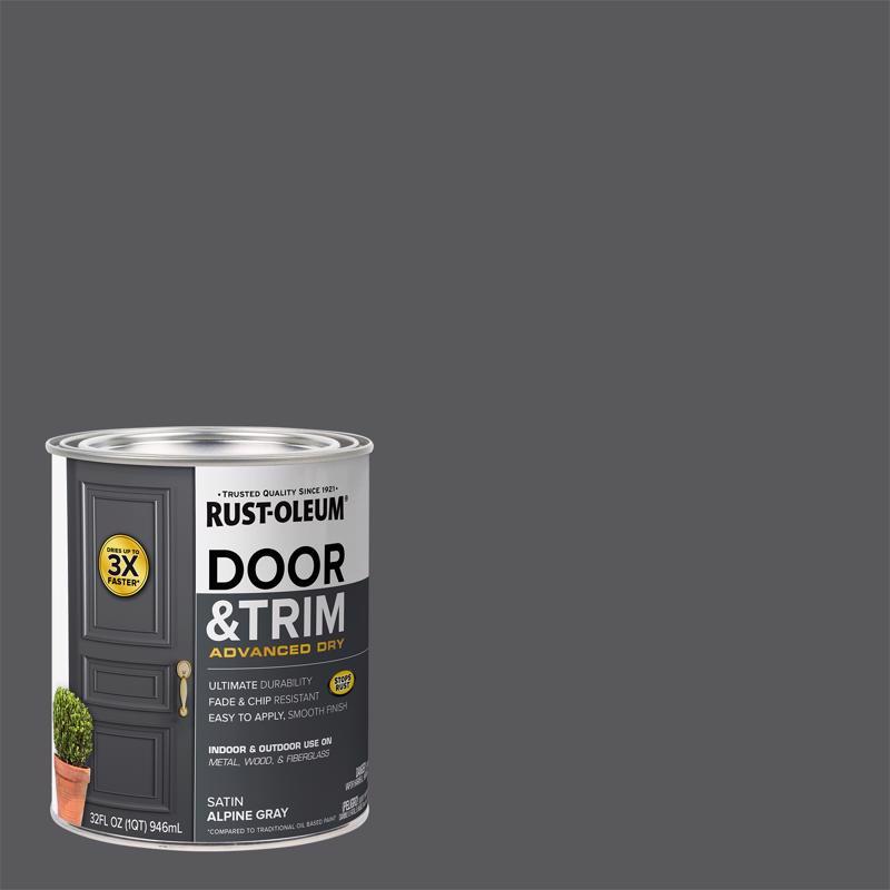 Rust-Oleum Stops Rust Satin Alpine Gray Water Base Door Paint Exterior and Interior 1 qt (Pack of 2)