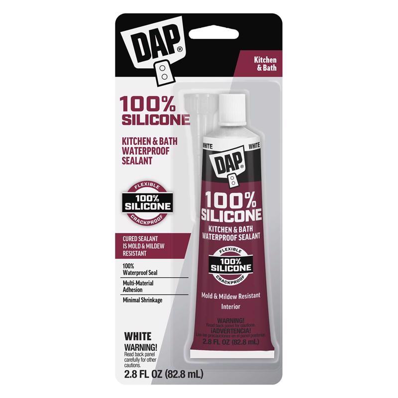 DAP White Silicone Rubber Kitchen and Bath Waterproof Sealant 2.8 fl. oz. (Pack of 6)