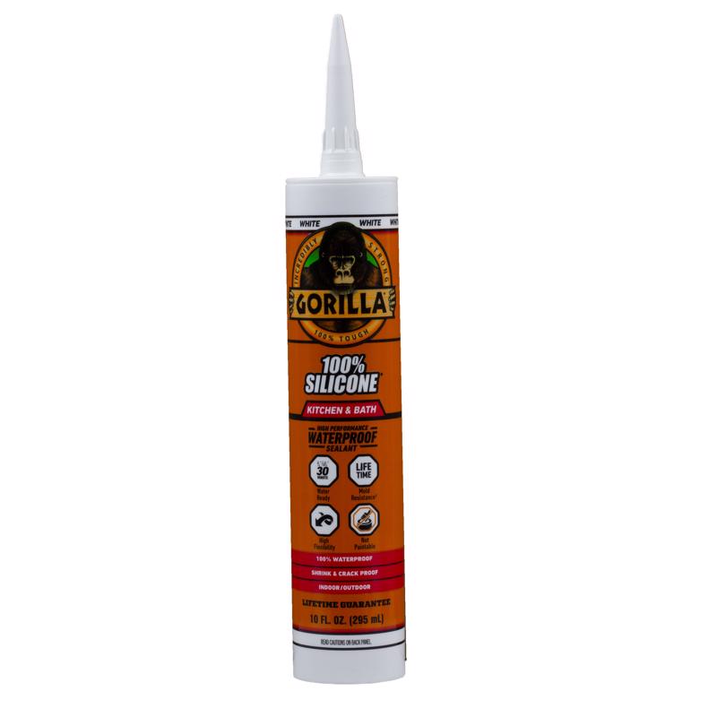 Gorilla White Silicone Kitchen and Bath Sealant 10 oz (Pack of 12)