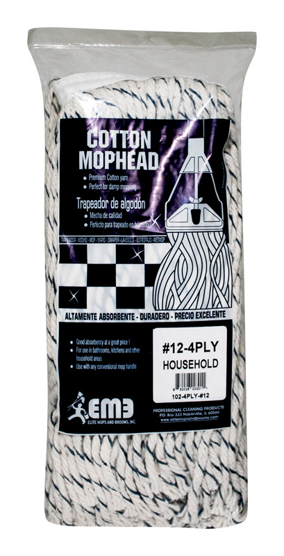 Elite Mops and Brooms #12 Cut End Cotton Mop Refill 1 pk (Pack of 6)