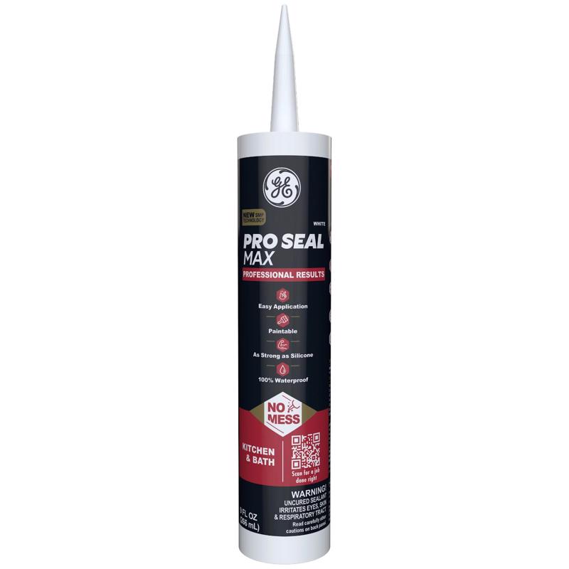 GE Pro Max White Silicone 1 Kitchen and Bath Caulk Sealant 9 fl. oz. (Pack of 12)
