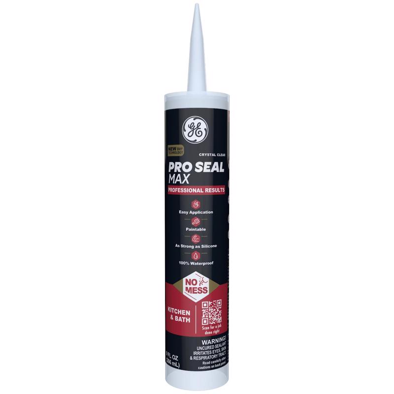 GE Pro Seal Max Crystal Clear Silicone 1 Kitchen and Bath Caulk Sealant 9 fl. oz. (Pack of 12)