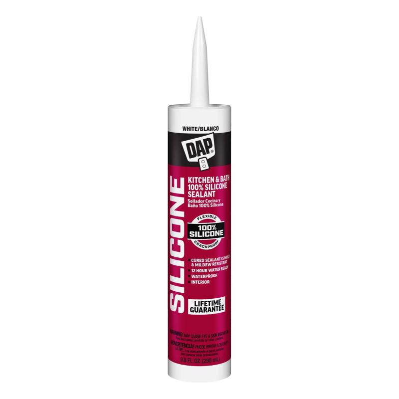 DAP White Silicone Kitchen and Bath Sealant 10.1 oz (Pack of 12)