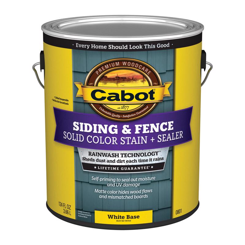 Cabot Siding & Fence Solid Tintable White Base Water-Based Acrylic Stain and Sealer 1 gal (Pack of 4)