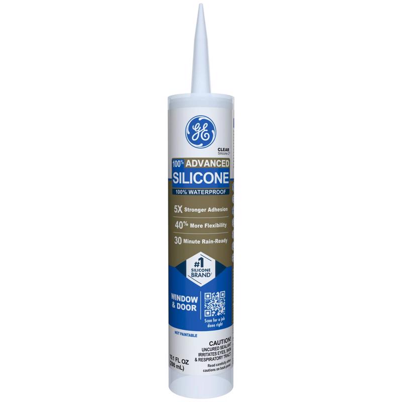 GE Advanced Clear Silicone 2 Window and Door Caulk Sealant 10.1 oz (Pack of 12)