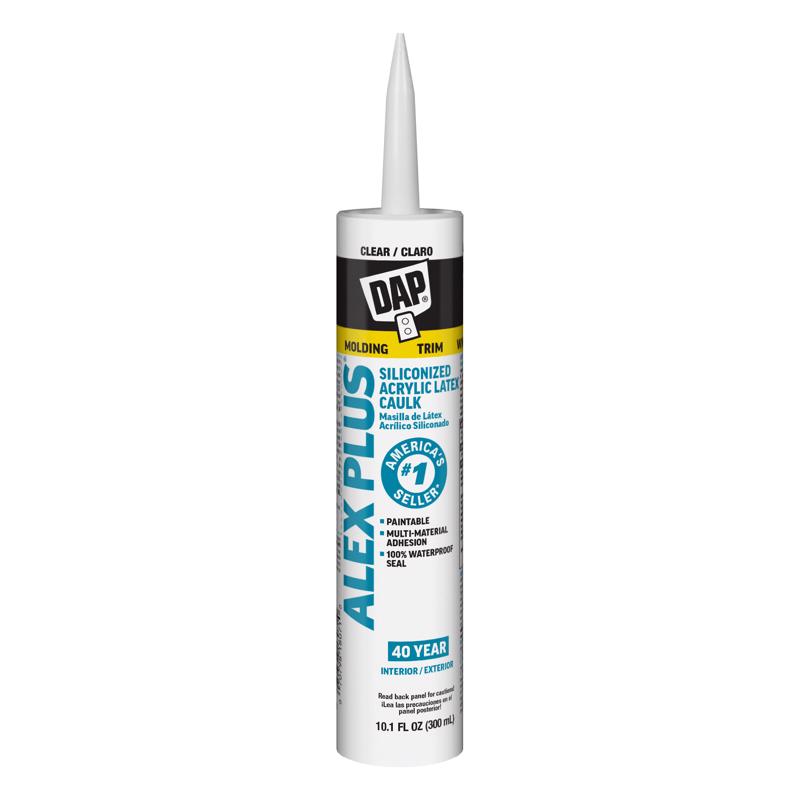 DAP Alex Plus Clear Acrylic Latex All Purpose Caulk 10.1 oz (Pack of 12)