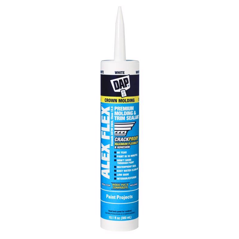 DAP Alex Flex White Acrylic Latex Interior Molding and Trim Sealant 10.1 oz (Pack of 12)