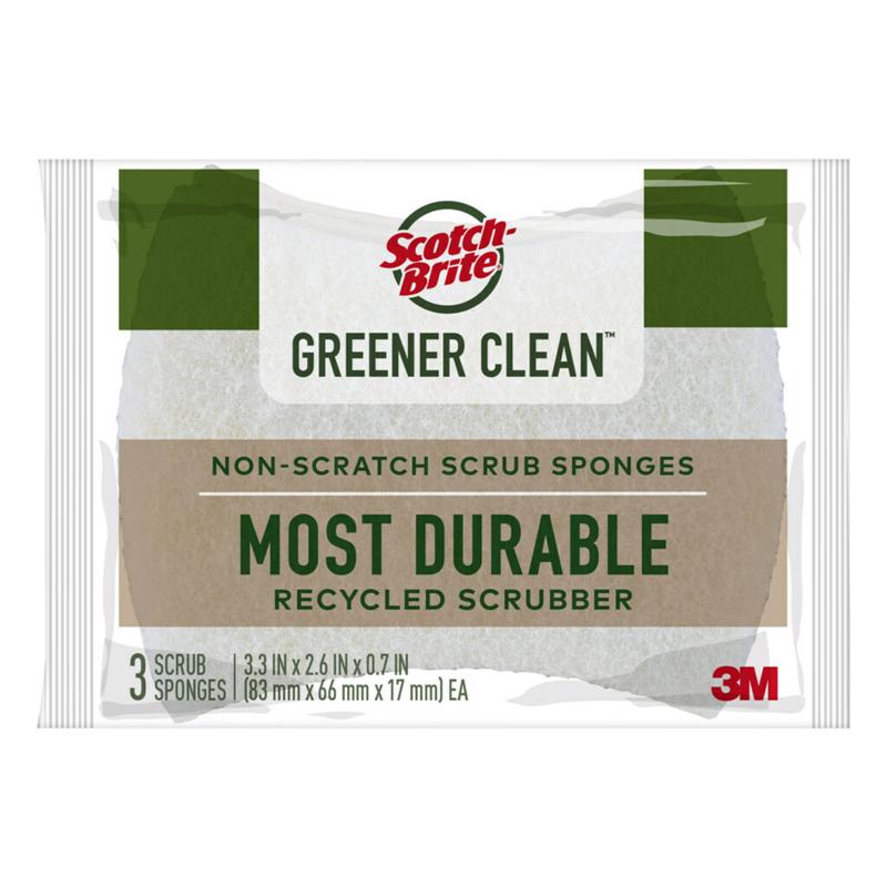 Scotch-Brite Greener Clean Non-Scratch Scrubber Sponge For Multi-Purpose 4.5 in. L 3 pk (Pack of 8)