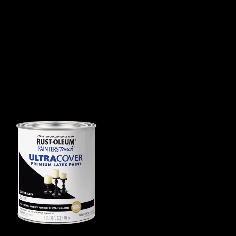 Rust-Oleum Painters Touch Satin Canyon Black Paint Exterior and Interior 1 qt (Pack of 2)