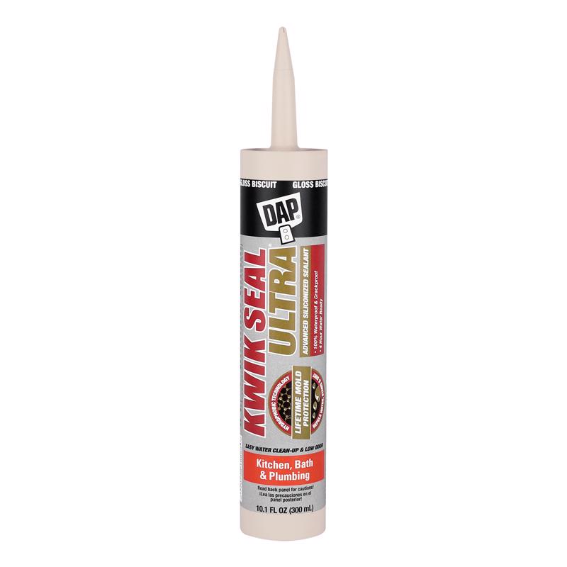 DAP Kwik Seal Ultra Biscuit Siliconized Acrylic Kitchen and Bath Sealant 10.1 oz (Pack of 12)