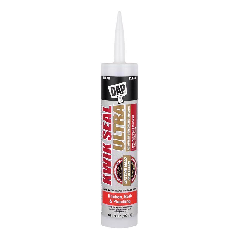 DAP Kwik Seal Ultra Clear Siliconized Acrylic Kitchen and Bath Sealant 10.1 oz (Pack of 12)