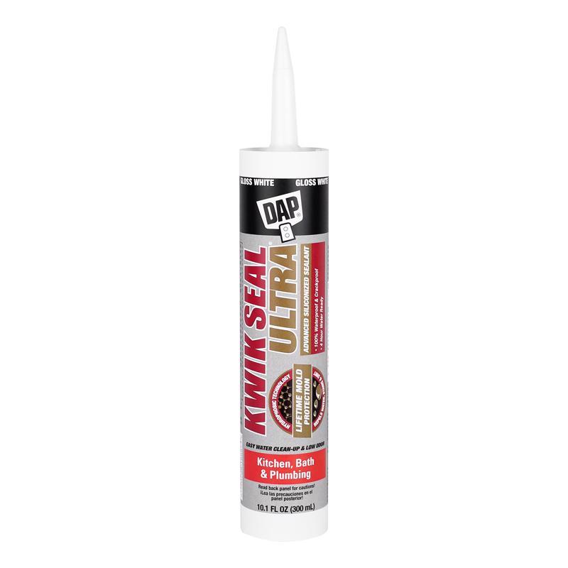 DAP Kwik Seal Ultra White Siliconized Acrylic Kitchen and Bath Sealant 10.1 oz (Pack of 12)