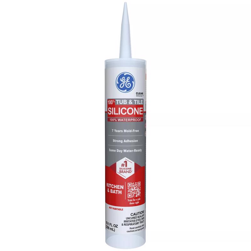 GE Tub & Tile Clear Silicone 1 Tub and Tile Caulk Sealant 10.1 oz (Pack of 12)