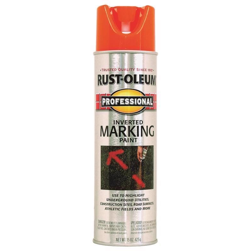 Rust-Oleum Professional Fluorescent Orange Inverted Marking Paint 15 oz (Pack of 6)