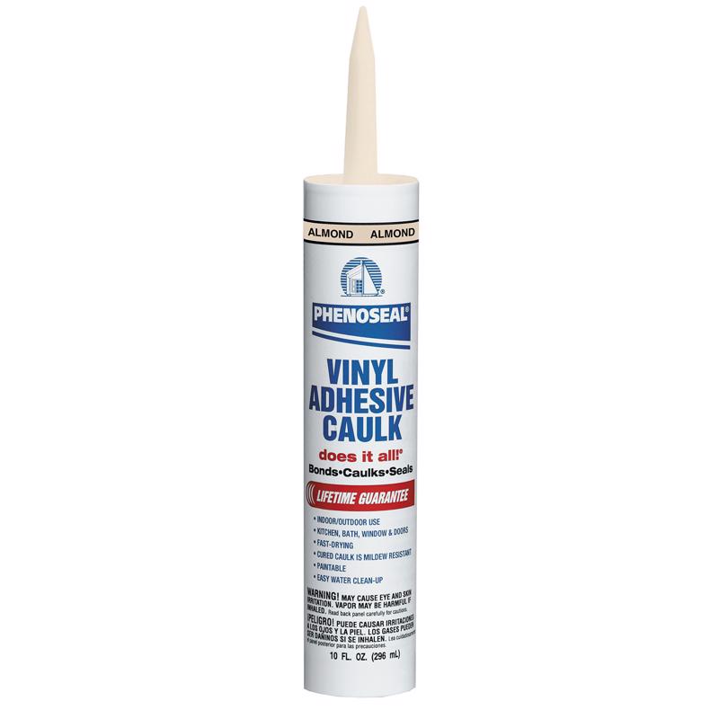 Phenoseal Almond Vinyl All Purpose Adhesive Caulk 10 oz (Pack of 12)