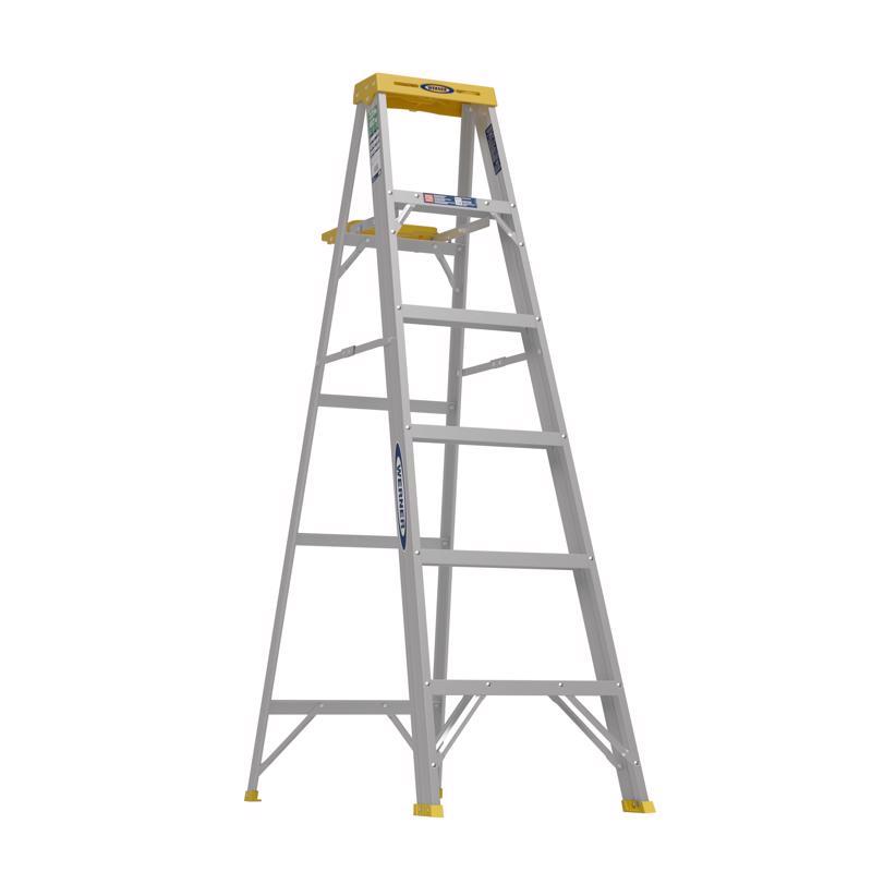 Werner 6 ft. H Aluminum Step Ladder Type II 225 lb. cap.