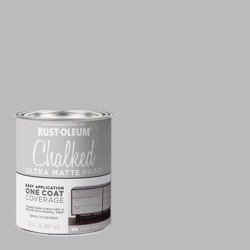 Rust-Oleum Chalked Ultra Matte Aged Gray Water-Based Acrylic Chalk Paint 30 oz (Pack of 2)