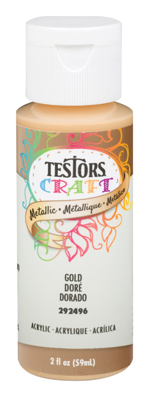 Rust-Oleum Testors Craft Metallic Gold Water-Based Paint Interior 2 oz (Pack of 6)