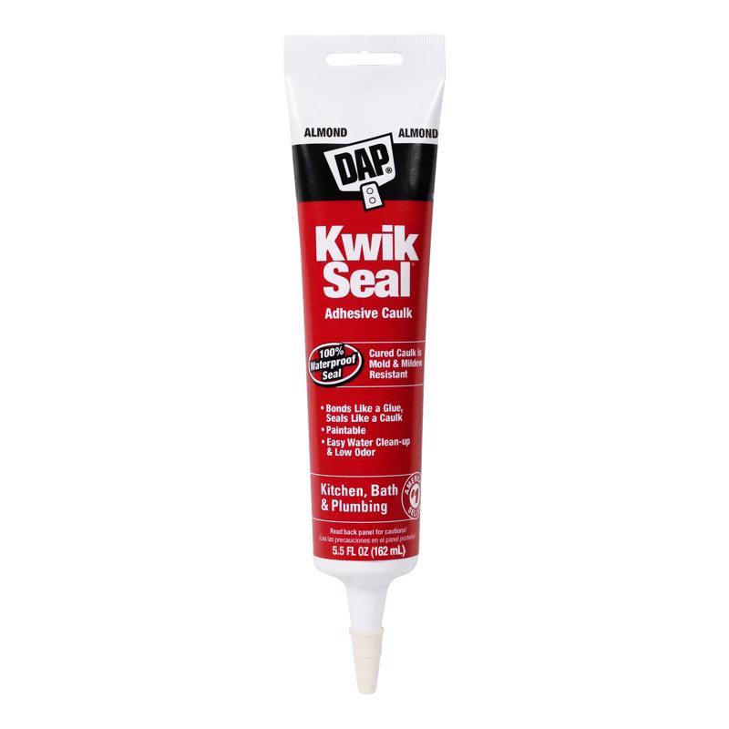 DAP Kwik Seal Almond Acrylic Latex Kitchen and Bath Adhesive Caulk 5.5 oz (Pack of 12)