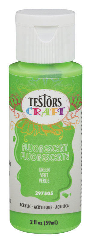 Rust-Oleum Testors Craft Fluorescent Green Water-Based Paint Interior 2 oz (Pack of 6)