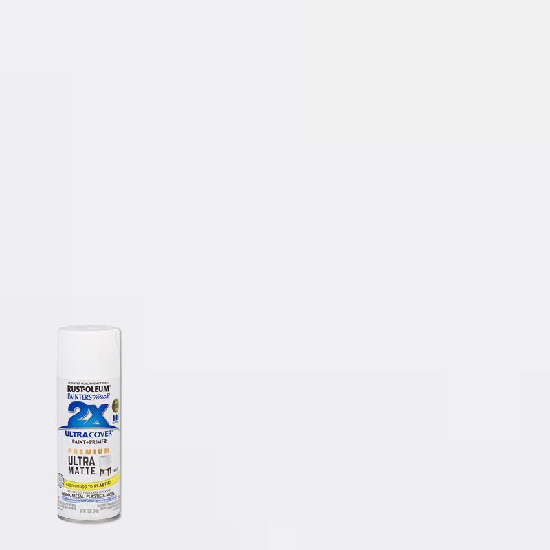 Rust-Oleum Painter's Touch 2X Ultra Cover Ultra Matte White Paint+Primer Spray Paint 12 oz (Pack of 6)