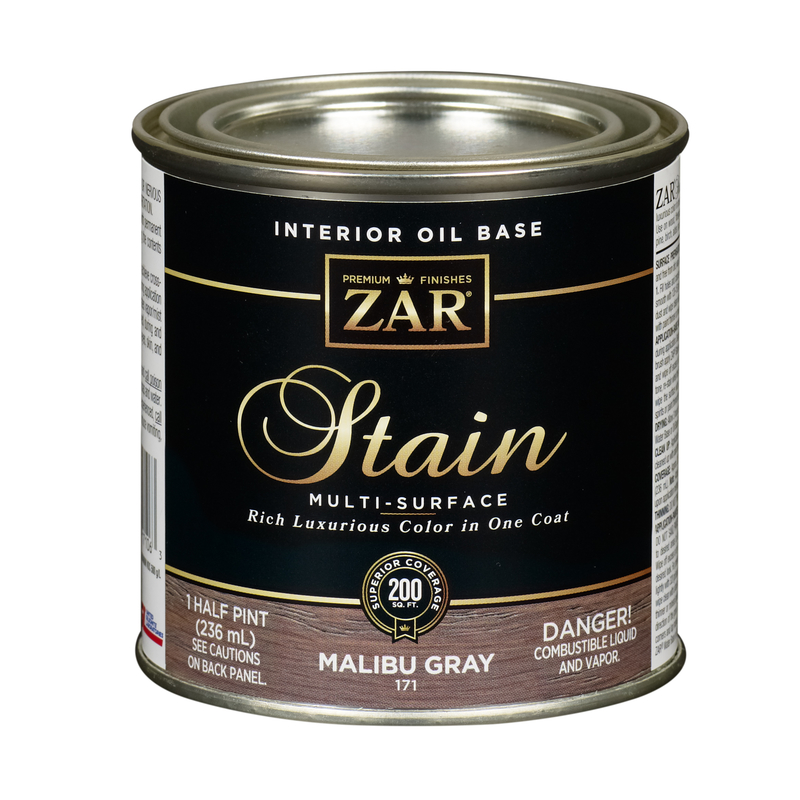 ZAR Solid Malibu Gray Oil-Based Polyurethane Wood Stain 1/2 pt (Pack of 6)