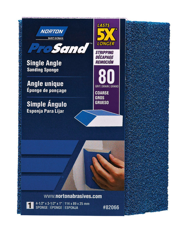 Norton ProSand 4.5 in. L X 3.5 in. W X 1 in. 80 Grit Coarse Single Angle Sanding Sponge