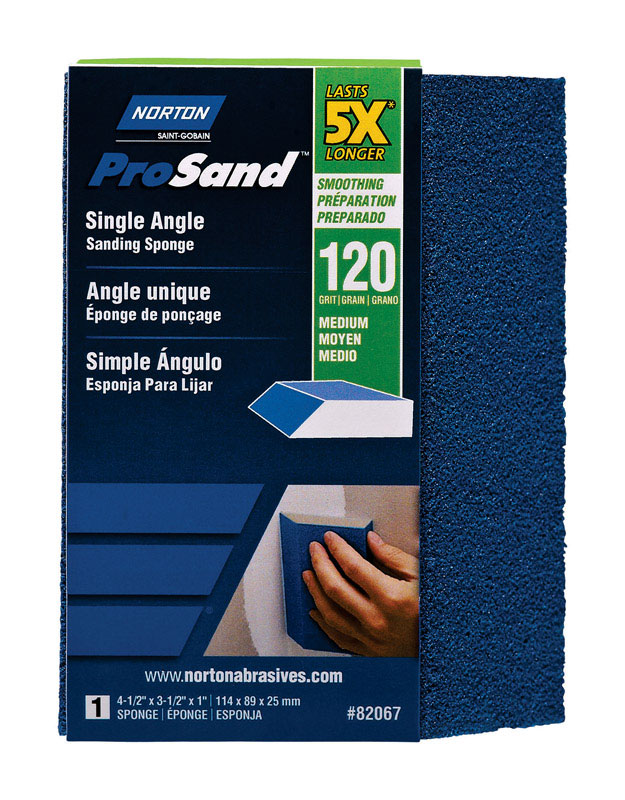 Norton ProSand 4.5 in. L X 3.5 in. W X 1 in. 120 Grit Medium Single Angle Sanding Sponge
