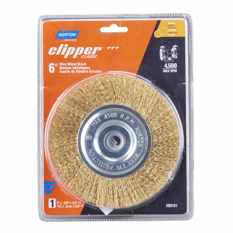 Norton Clipper 6 in. Coarse Crimped Wire Wheel Brush Brass 4500 rpm 1 pc