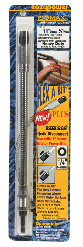 Eazypower Isomax 11 in. Hardened Steel Bit Extension Flexible Screwdriver Extension 1/4 in. Hex Shan
