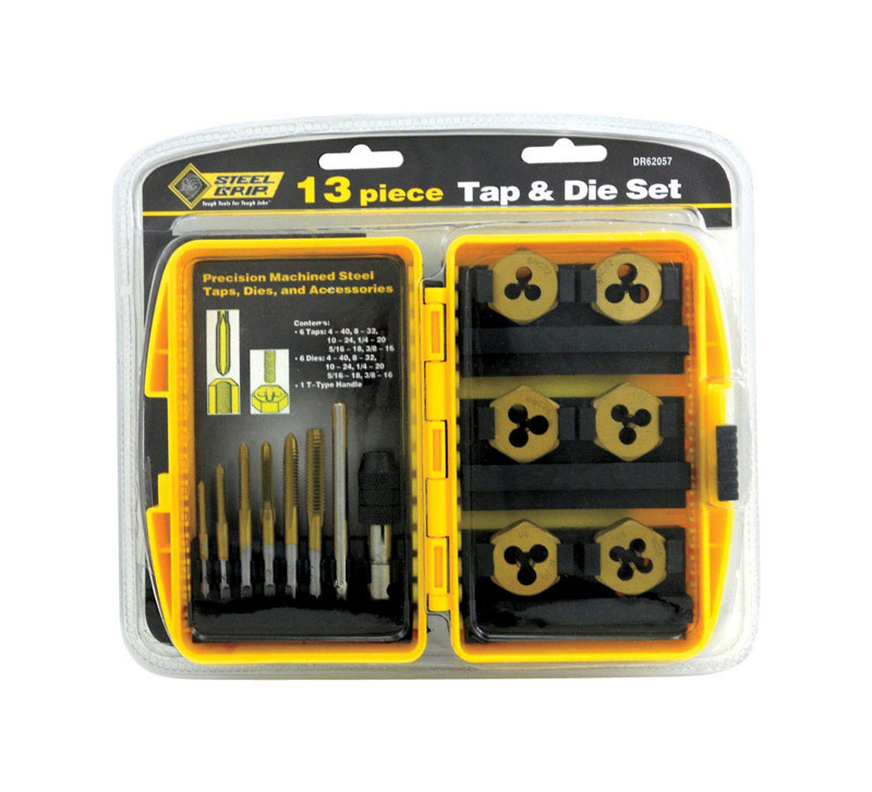 Steel Grip SAE 6-32, 8-32, 10-24, 10-32, 1/4-20, 5/16-8 Tap and Die Set