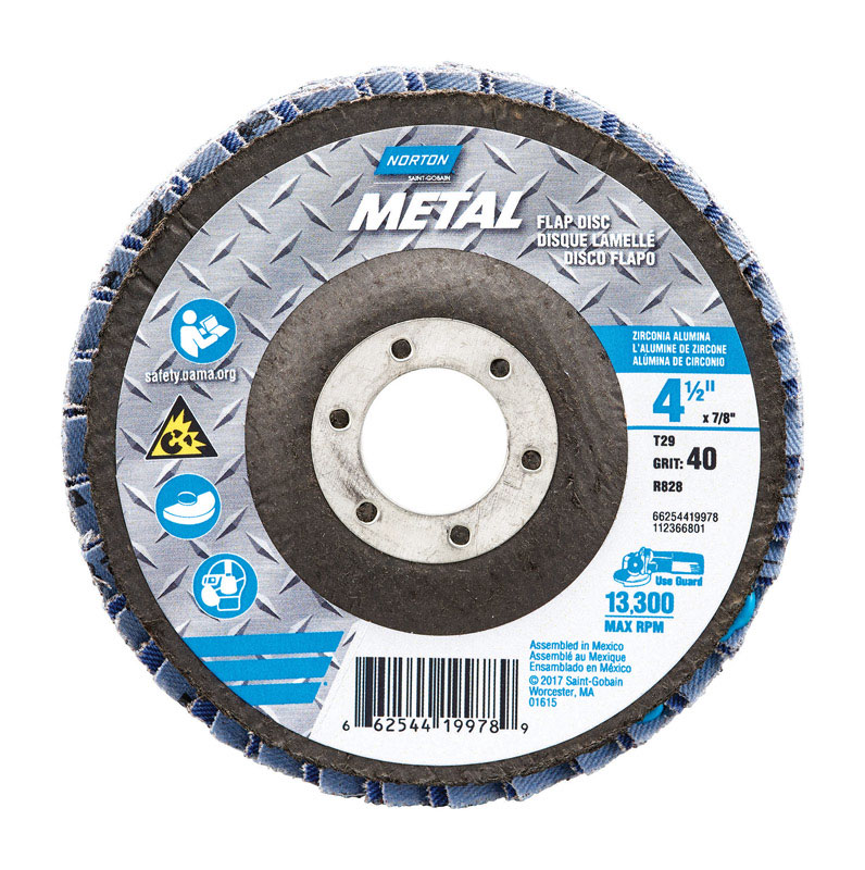 Norton 4-1/2 in. D X 7/8 in. Zirconia Aluminum Oxide Flap Disc 40 Grit 1 pc