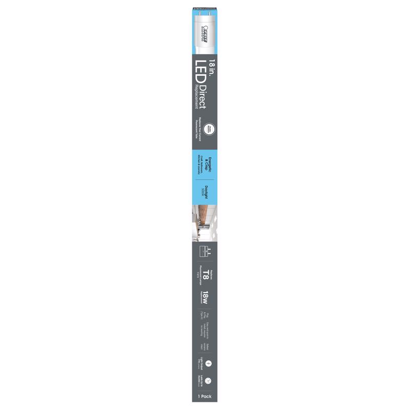 Feit T8 Daylight 18 in. Bi-Pin T8 LED Linear Lamp 18 Watt Equivalence 1 pk (Pack of 6)