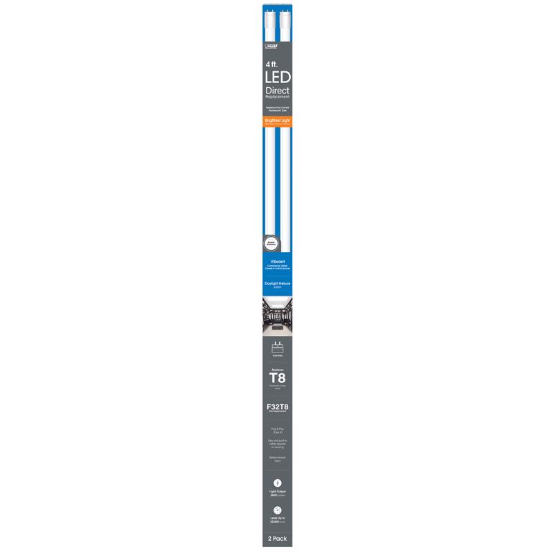 Feit T8 Daylight Deluxe 48 in. G13 Linear LED Linear Lamp 32 Watt Equivalence 2 pk (Pack of 10)