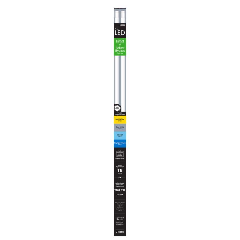 Feit T8 Color Selectable 48 in. G13 Linear Led Linear Lamp 32 Watt Equivalence 2 pk (Pack of 10)