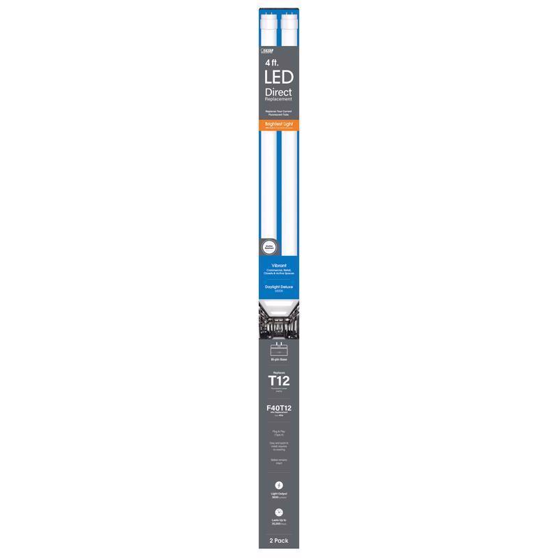 Feit T12 Daylight Deluxe 48 in. G13 Linear Led Linear Lamp 40 Watt Equivalence 2 pk (Pack of 10)