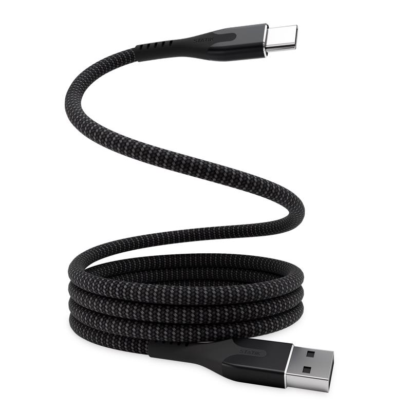 Statik Magstack USB-A to USB-C Cable 3.3 ft. Black (Pack of 6)